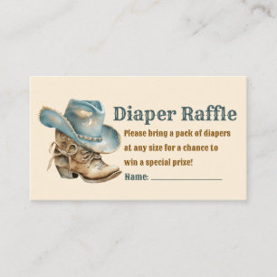 cowboy boot hat diaper raffle baby shower stylish enclosure card