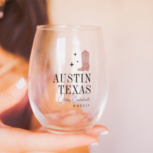 Cowboy Boot Personalized Bachelorette Party Stemless Wine Glass
