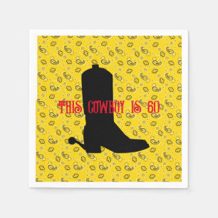 Cowboy Boot Spurs Silhouette Bandana 60th Birthday Napkin