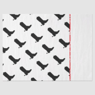 Cowboy Boot Spurs Silhouette Pattern Bandana trim Tissue Paper