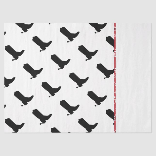 Cowboy Boot Spurs Silhouette Pattern Bandana trim Tissue Paper (Front)
