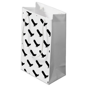 Cowboy Boot Spurs Silhouette Pattern black white Small Gift Bag