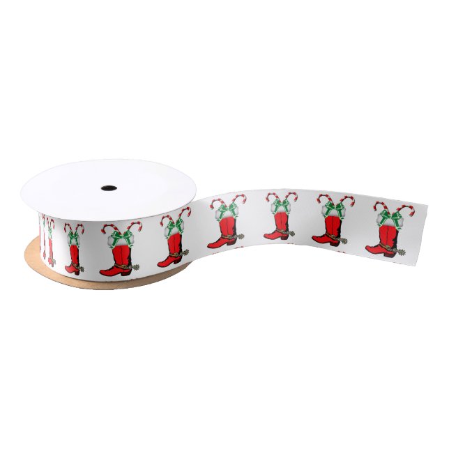 Cowboy Boot With Candy Canes Satin Ribbon (Spool)