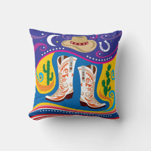 Cowboy Boots and Desert Stars Throw Pillow