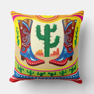 Cowboy Boots and Desert Sun Throw Pillow
