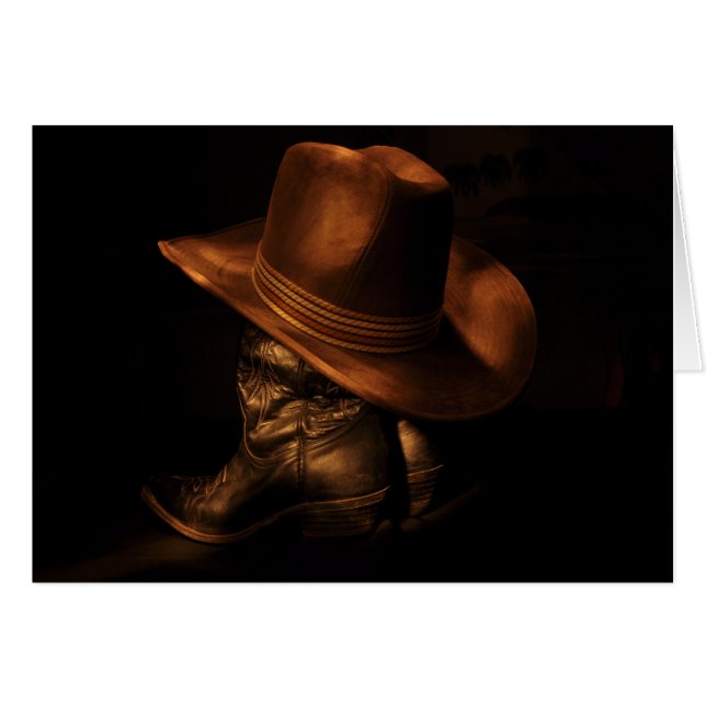 Cowboy Boots and Hat Bronze Western Card (Front Horizontal)