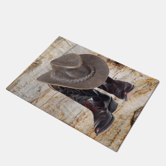 Cowboy Boots and Hat Doormat (Angled)