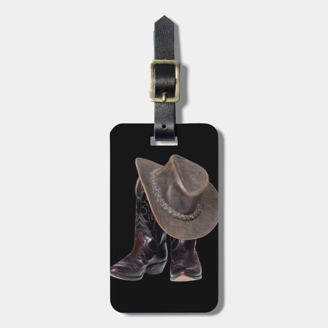 Cowboy Boots and Hat Luggage Tag (Front Vertical)