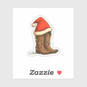 Cowboy Boots Christmas Western Santa Hat