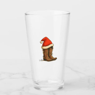 Cowboy Boots Christmas Western Santa Hat  Glass
