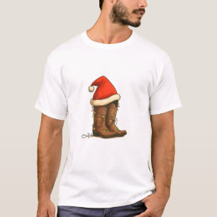 Cowboy Boots Christmas Western Santa Hat  T-Shirt