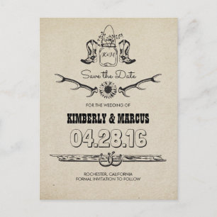 Cowboy Boots Country Western Save the Date Announcement Postcard