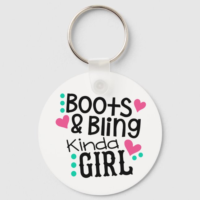 Cowboy Boots Cowgirl Bling Western Line Dancing Keychain (Front)