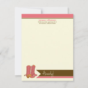 Cowboy Boots Custom Flat Note Cards (pink)