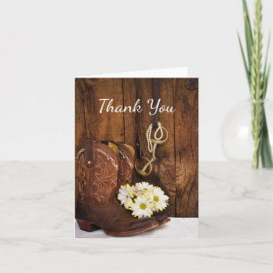 Cowboy Boots, Daisies and Horse Bit Thank You Card