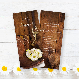 Cowboy Boots Daisies Horse Bit Engagement Party Invitation