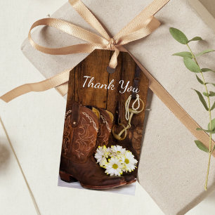 Cowboy Boots, Daisies Horse Bit Wedding Favour Tag