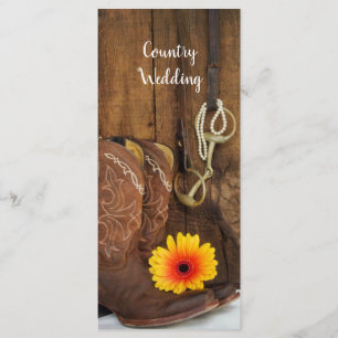 Cowboy Boots, Daisy and Horse Bit Wedding Program