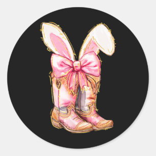 Cowboy Boots Easter Bunny Howdy Coquette Classic Round Sticker