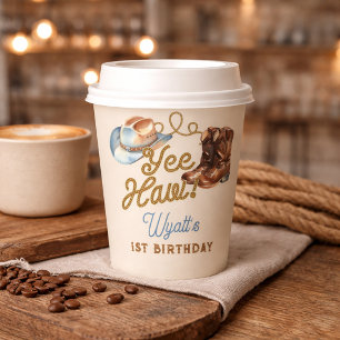 Cowboy Boots First Rodeo Birthday Paper Cups
