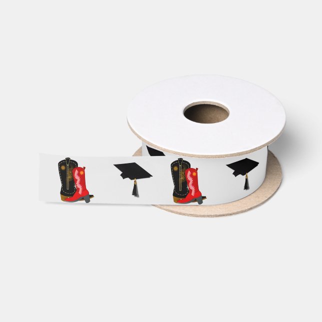 Cowboy Boots Grad Cap and Diploma Graduation  Satin Ribbon (Spool)