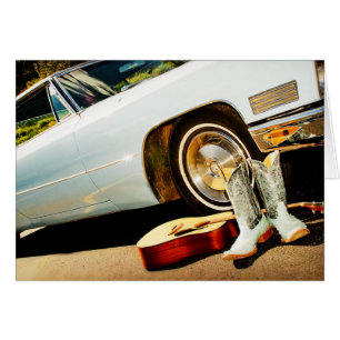 Cowboy Boots Guitare Et Voiture Vintage Western Ca