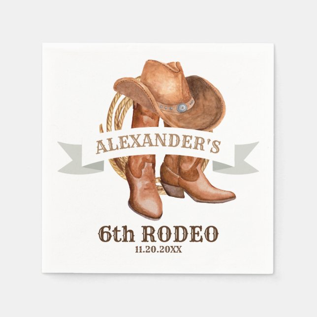 Cowboy Boots, Hat, and Lasso Napkin (Front)