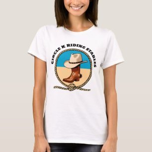 Cowboy Boots Hat Rope Circle K Riding Stables T-Shirt