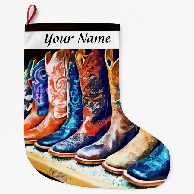 Cowboy Boots Large Christmas Stocking (Front)