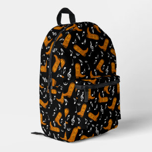 Cowboy Boots Music Notes Printed Backpack