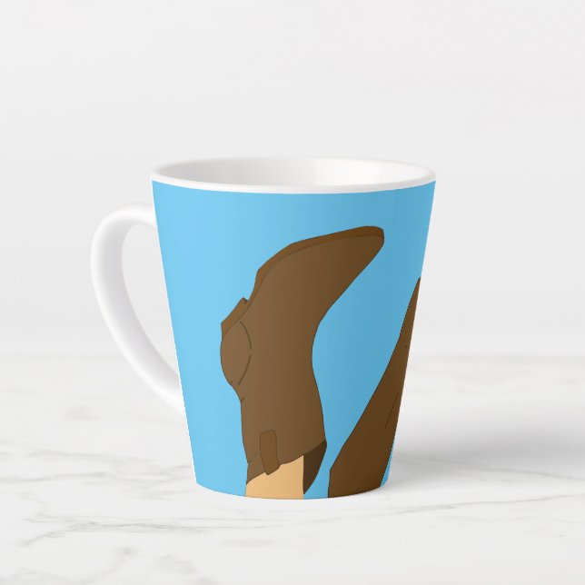 Cowboy Boots on Light Blue Background Latte Mug (Left Angle)