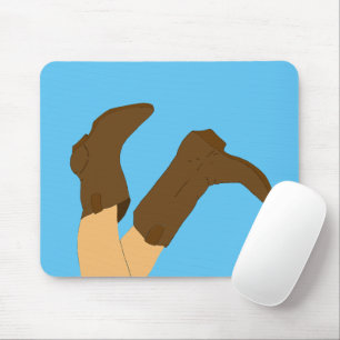 Cowboy Boots on Light Blue Background Mouse Pad