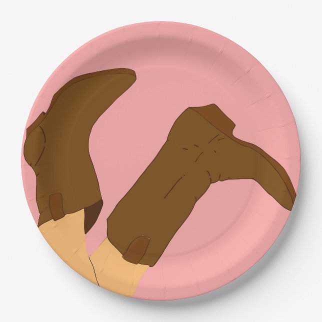 Cowboy Boots Paper Plate (Front)