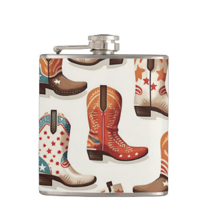 Cowboy boots pattern hip flask