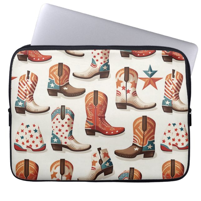 Cowboy boots pattern laptop sleeve (Front)