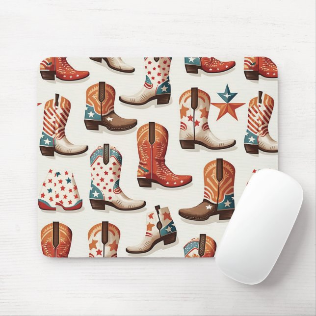 Cowboy boots pattern mouse pad (With Mouse)