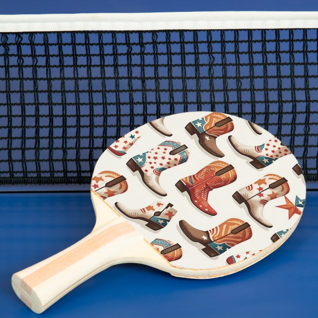 Cowboy boots pattern ping pong paddle (Insitu)