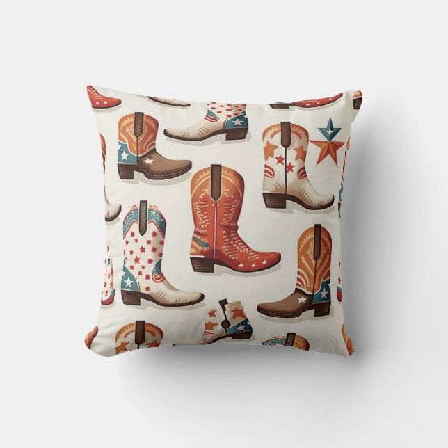 Cowboy boots pattern throw pillow (Front)