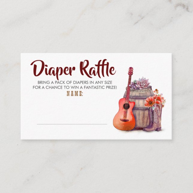 Cowboy Boots Red Diaper Raffle Ticket Enclosure Card (Front)