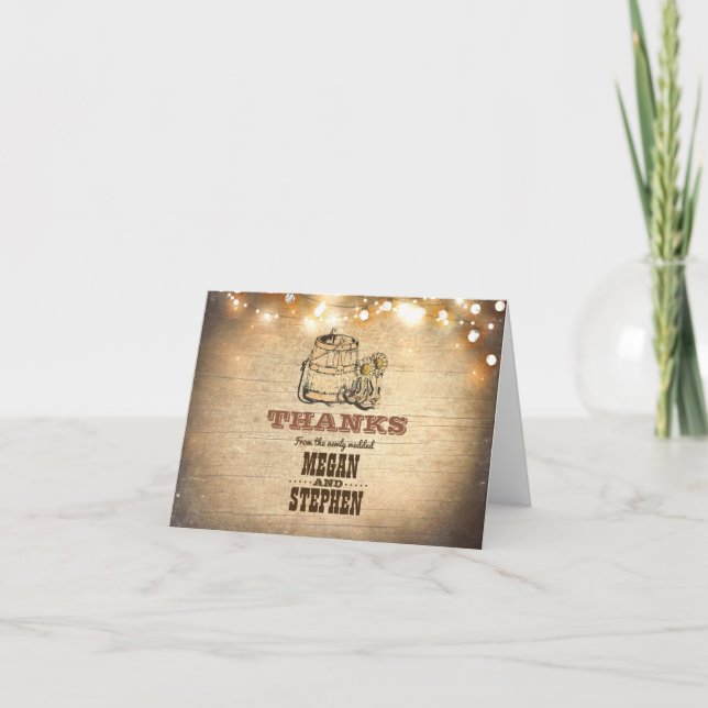 Cowboy Boots Rustic Country Wedding Thank You (Front)
