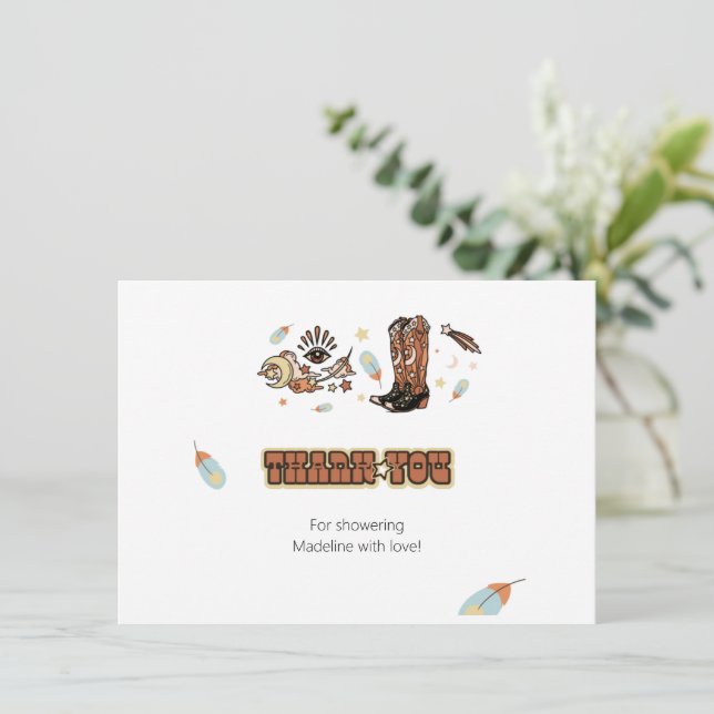 Cowboy Boots Southwest Birthday Thank You Card (Standing Front)
