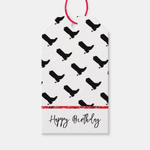 Cowboy Boots Spurs Silhouette Bandana Western Text Gift Tags