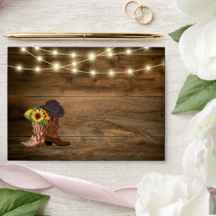 Cowboy Boots Sunflower Country Western Wedding  Envelope