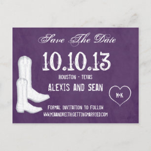 Cowboy Boots Wedding Enregistrer La Date Carte Pos