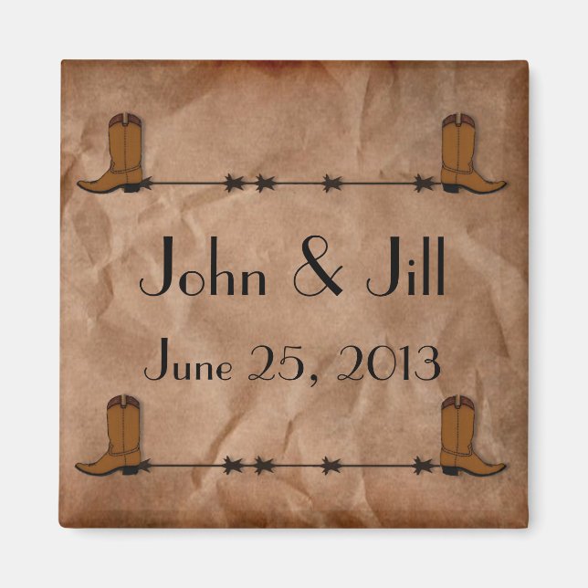 Cowboy Boots Wedding Favor Magnet (Front)