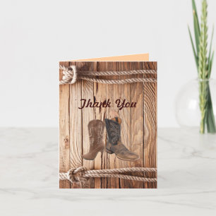 Cowboy Boots Western country Wedding thank you Card