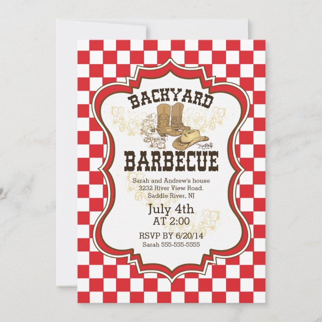 Cowboy Boots Western Jardin Barbecue Invitation (Devant)