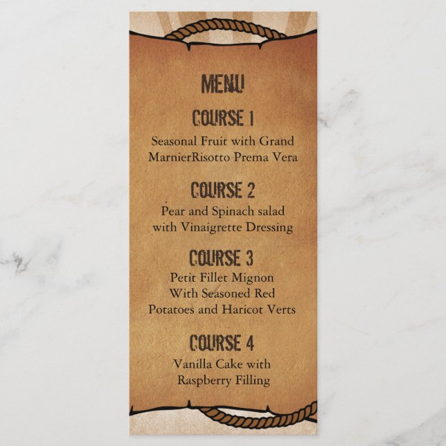 cowboy boots western Personalized Menu cards (Front)
