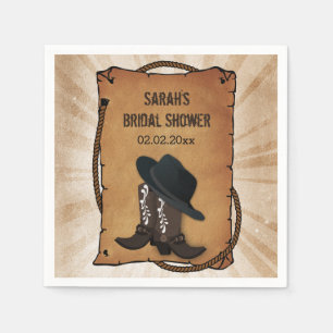 cowboy boots western personalized wedding napkins