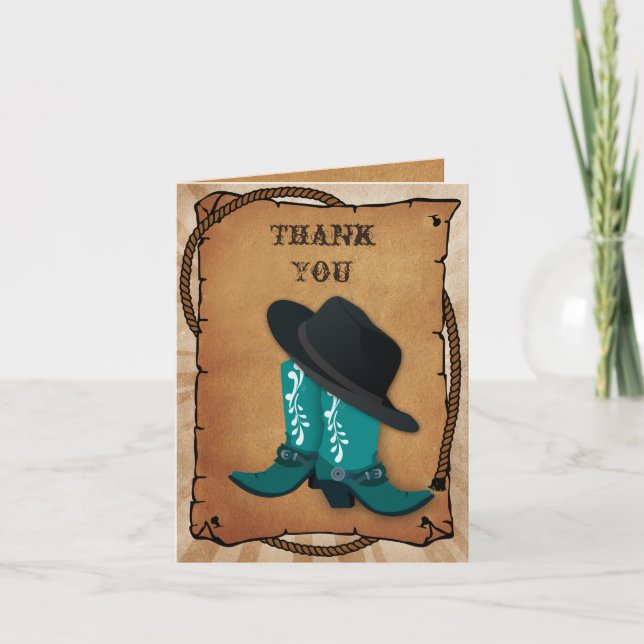 cowboy boots western Theme Thank you (Front)